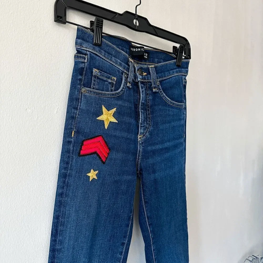 VERONICA BEARD Patchwork Mid-Rise Skinny Leg Jeans - Size 24